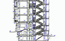 Gebäudevermessung der Mietshäuser – Querschnitt - Bauzeichnung – CAD - Maßstab 1:50