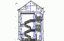 Gebäudevermessung der Mietshäuser – Schnitt Treppenhaus  - Bauzeichnung – CAD - Maßstab 1:50