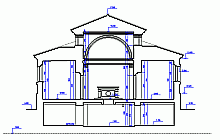 Baupläne - AutoCAD - Architekturvermessung –  Friedhofskapelle in Vyšehrad – Schnitt