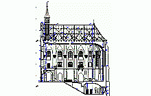 Gebäudebestandsaufmaß von Kirchen - Bauzeichnungen – DWG –  Sazava Kloster,  St. Procopius Kirche –  Längsschnitt
