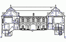 Vermessung im Denkmalschutz - AutoCAD Baupläne – Vertikalschnitt und Ansicht - Schloss Červený Hrádek u Jirkova ( Rothenhaus bei Görkau )