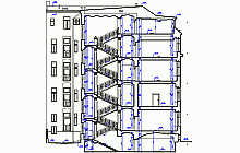 Measured building surveys – the cross section of an apartment house – cross section