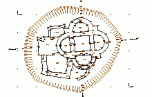 Measured building surveys – The Sazava Monastery – topographic plan with uncovered base of romanesque St. Cross church