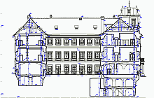 Measured building surveys - AutoCAD drawing – The Tuscany Palace in Prague – cross section